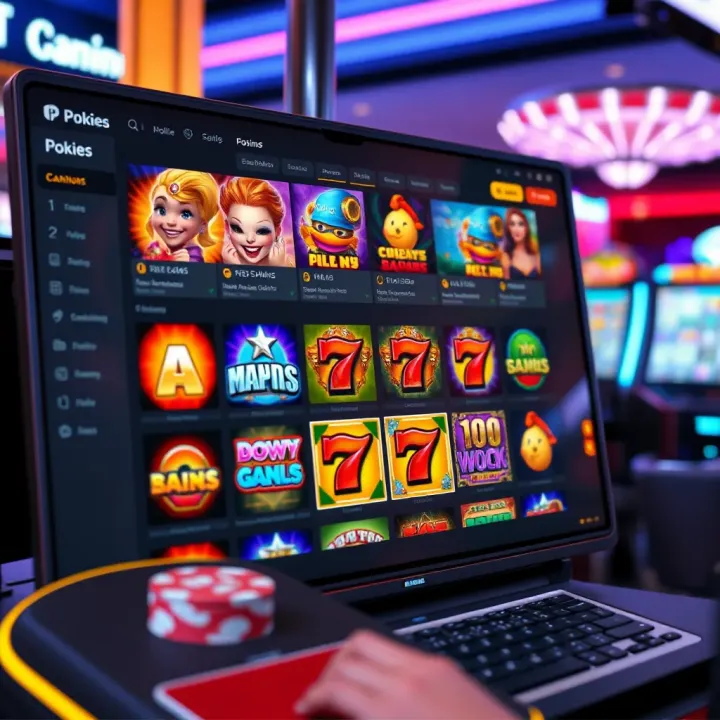 Online pokies interface showing diverse slot game options on a user-friendly Australian gambling platform