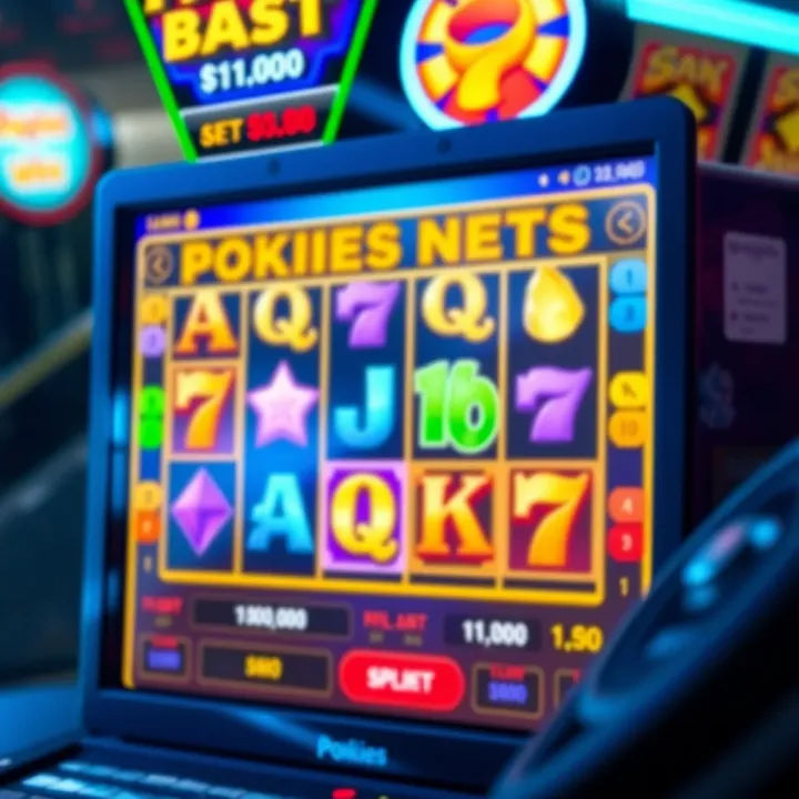 Colorful online slot game screen showing various symbols and paylines