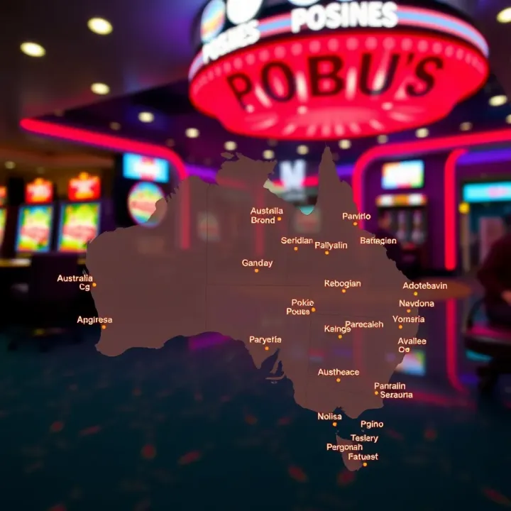 Map showing distribution of pokies venues across Australian cities and regions