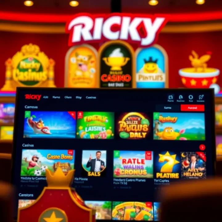 Screen displaying diverse casino games selection on Ricky Casino website