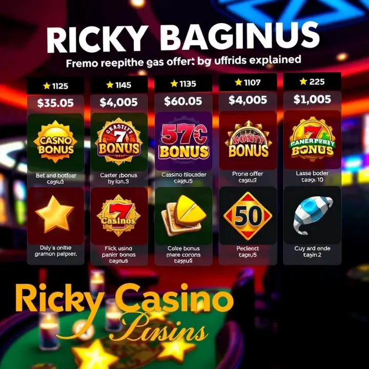 Graphic showing various casino bonus icons representing different promo code offers