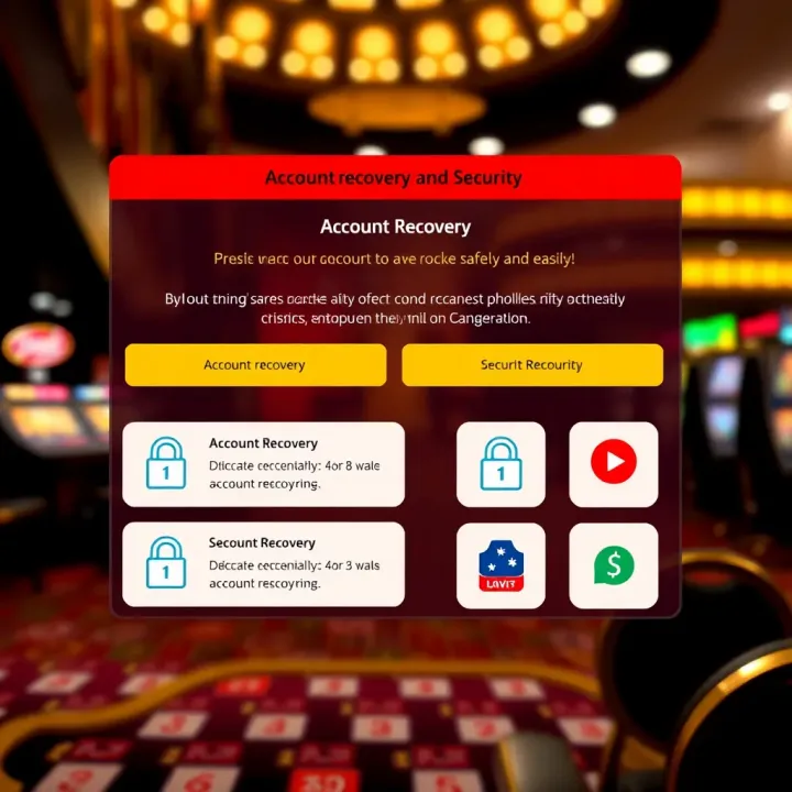 Illustration of account recovery options with security icons for Rocket Casino users in Australia