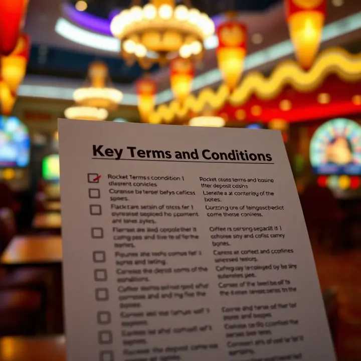 Checklist highlighting important terms and conditions for casino bonus offers
