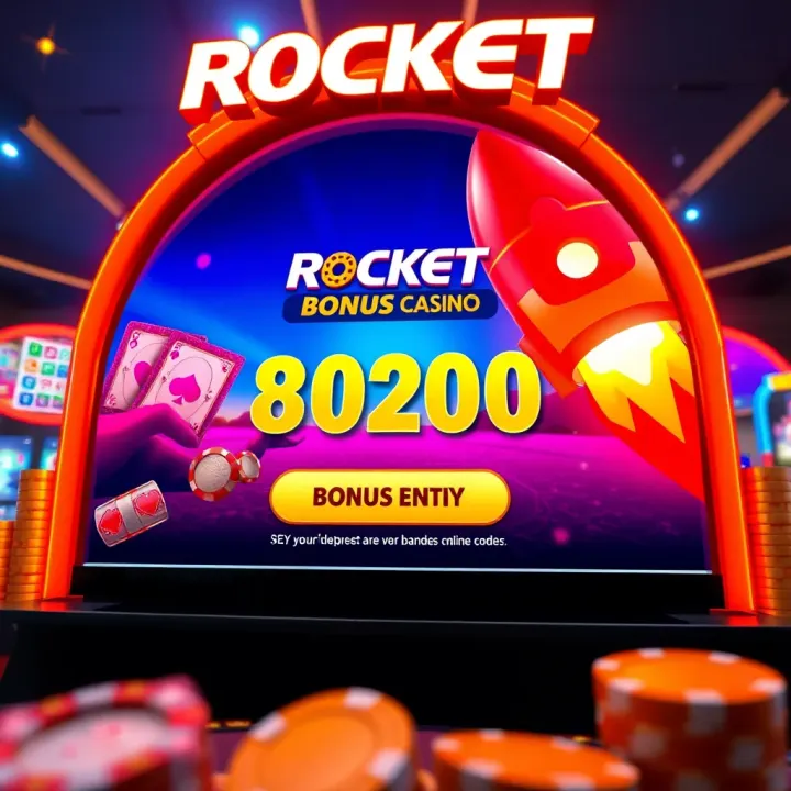 Illustration of a vibrant online casino interface highlighting bonus code entry area