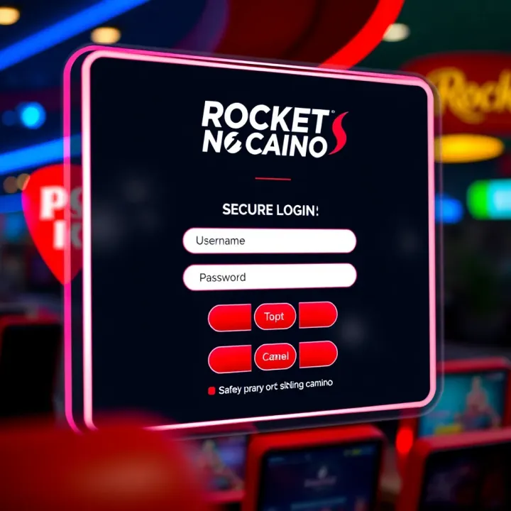Secure login interface of Rocket Casino displaying username and password fields
