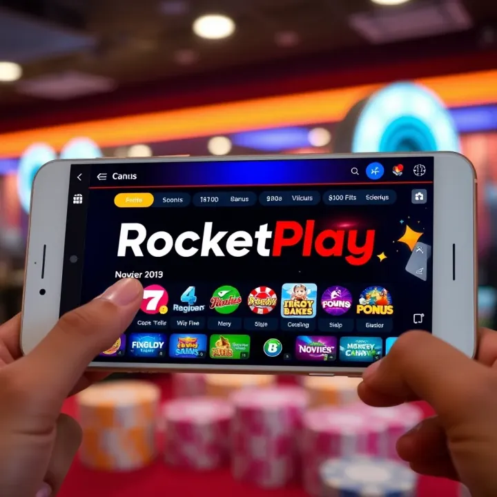 User interface of the RocketPlay app displaying main features and navigation