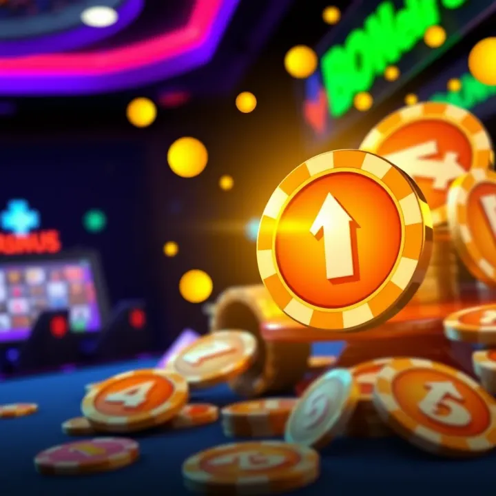Illustration of colorful bonus code symbols and coins indicating casino rewards