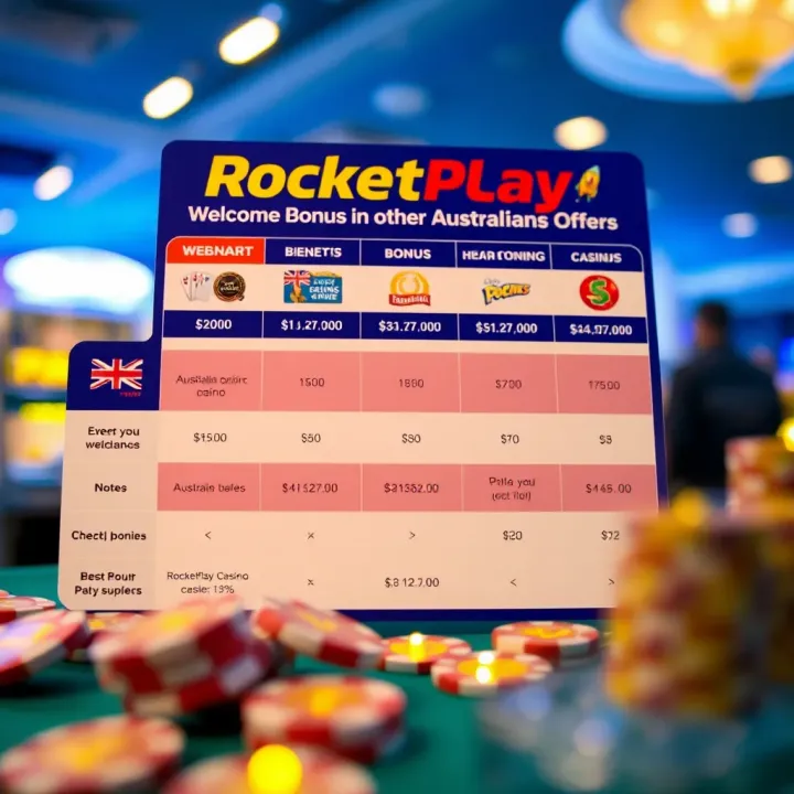 Comparison chart highlighting RocketPlay Casino bonus benefits against other Australian casino offers