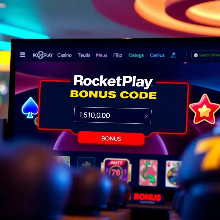 Illustration of a digital casino interface showing a special code entry box for bonuses
