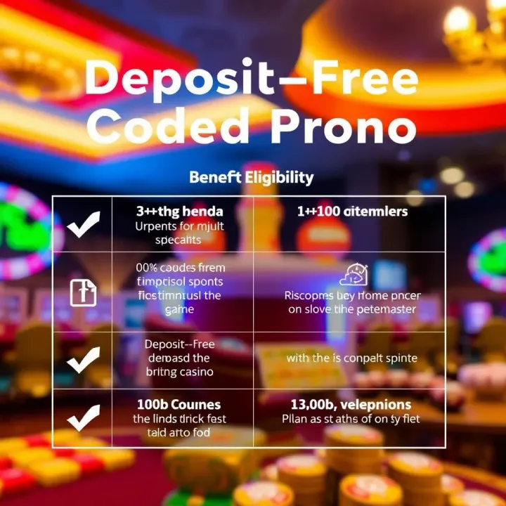 Graphic illustrating benefits and eligibility criteria for deposit-free promo codes at RocketPlay Casino