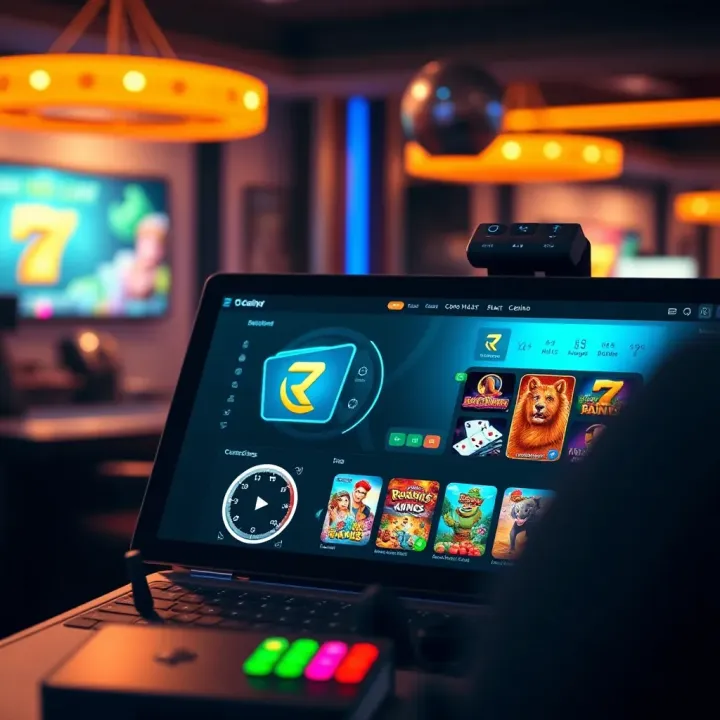 Dashboard view of RocketPlay Casino platform highlighting navigation menu and game selections
