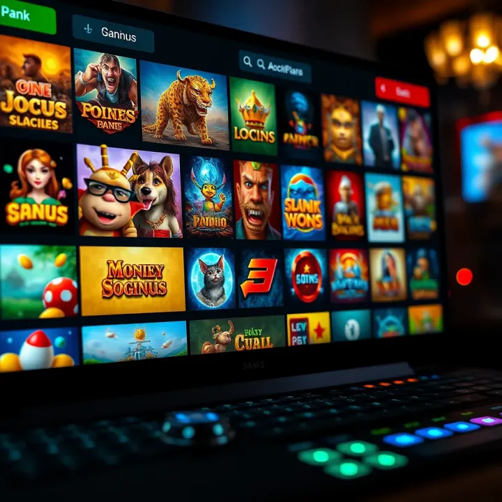 Collection of diverse online casino games displayed on a digital interface