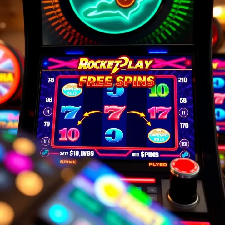 Digital slot machine interface displaying free spins feature with vibrant symbols