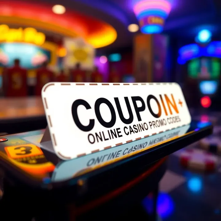 Illustration of a digital coupon code shining on a mobile device screen signifying online casino bonuses