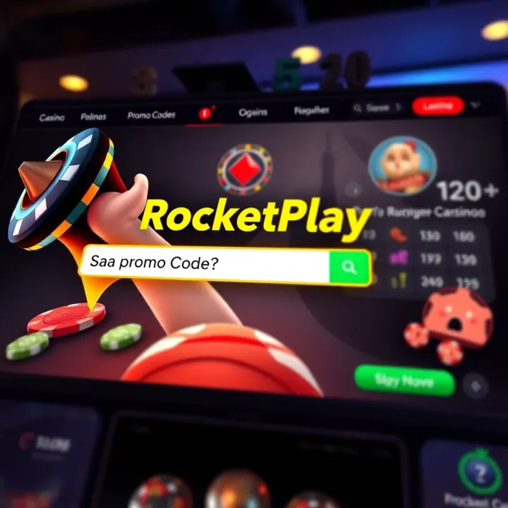 Illustration of online casino gaming interface with highlighted promo code input field