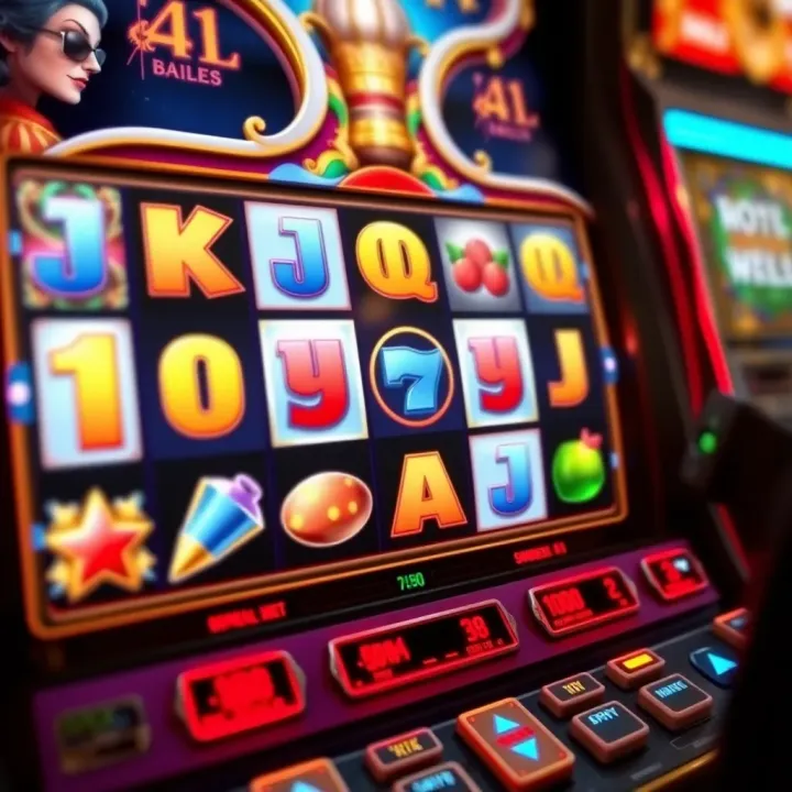 Colorful online casino slot game interface with reels and symbols
