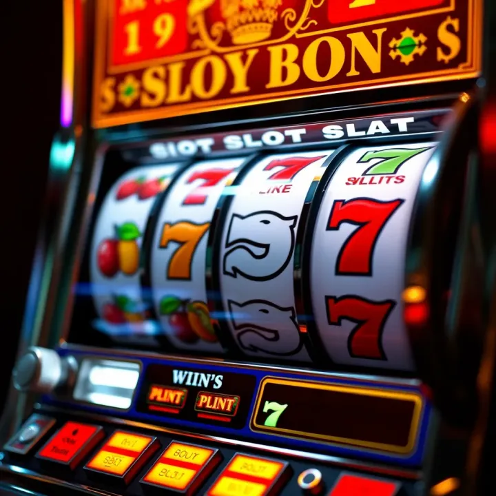 Classic slot machine interface showing reels with traditional symbols like fruits and lucky sevens