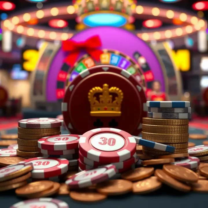 Illustration of no deposit bonus rewards with casino chips and coins