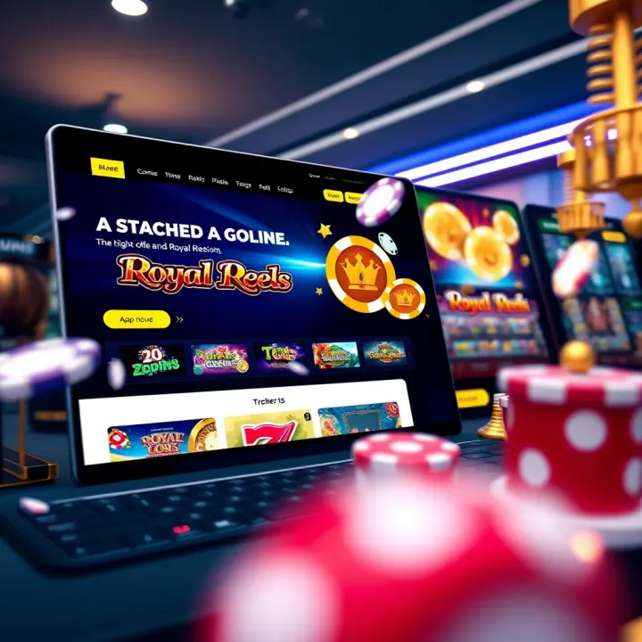 Online casino platform homepage featuring Royal Reels slots and navigation for trusted games