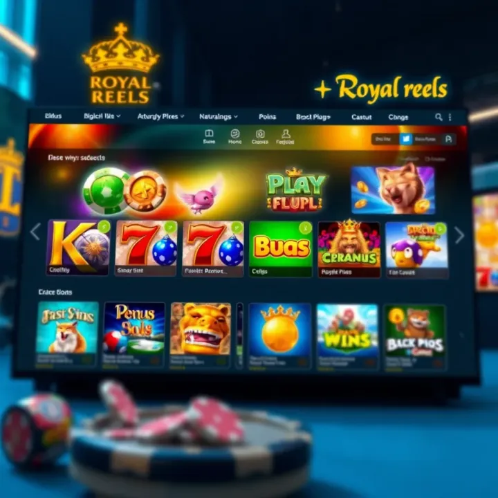 Royal Reels online casino interface showing a variety of slot games and user-friendly navigation