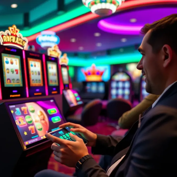 Enjoying Royal Reels Pokies with Safe and Responsible Play Player engaging with Royal Reels pokies on a digital device emphasizing safe and responsible gameplay