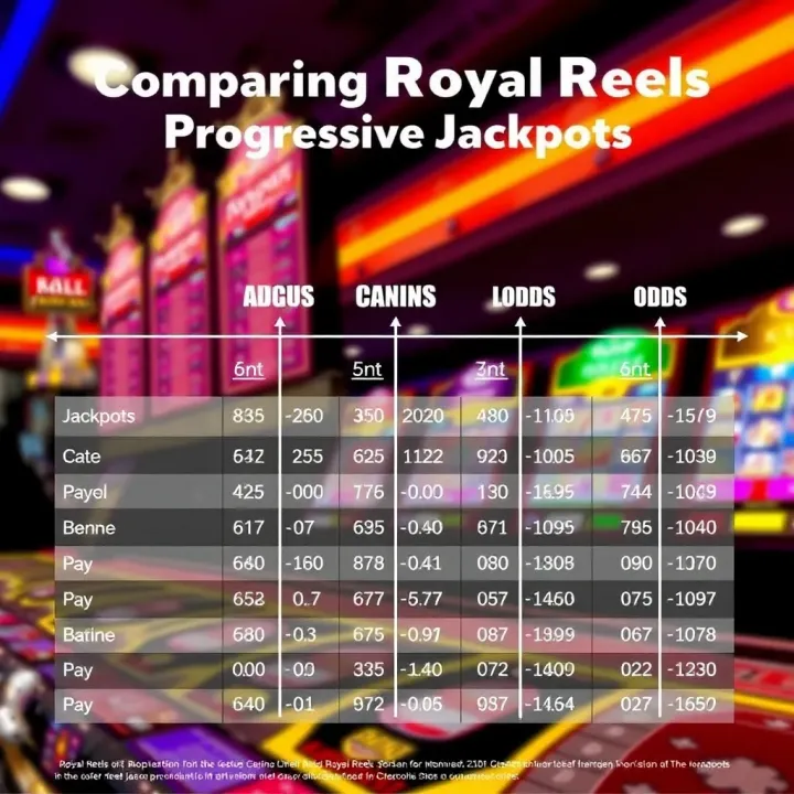 Visual comparison chart of Royal Reels jackpots versus other progressive jackpots with payout and odds details