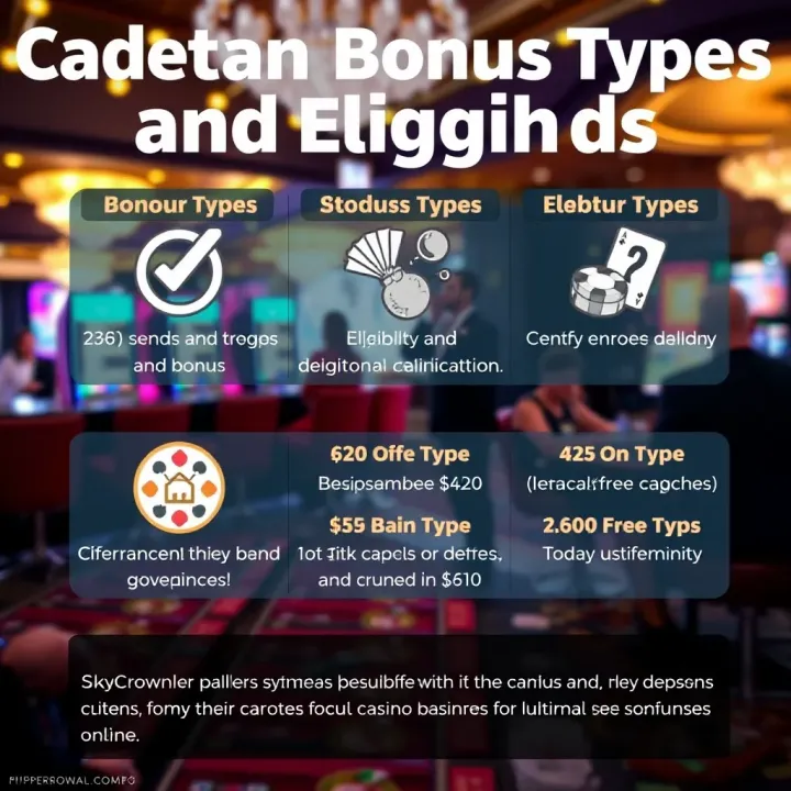 Graphic depicting key bonus types and eligibility criteria for claiming casino bonuses online