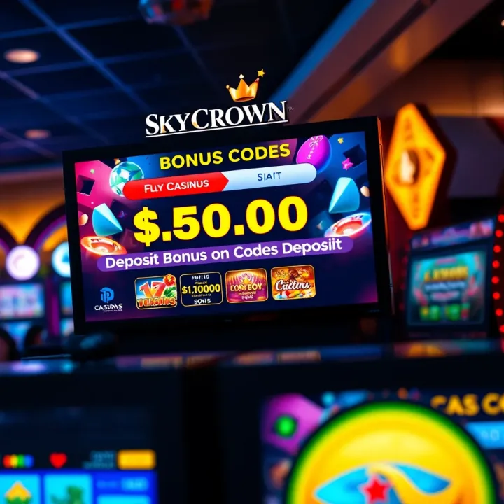 Bright casino screen showing bonus codes and rewards available for deposit