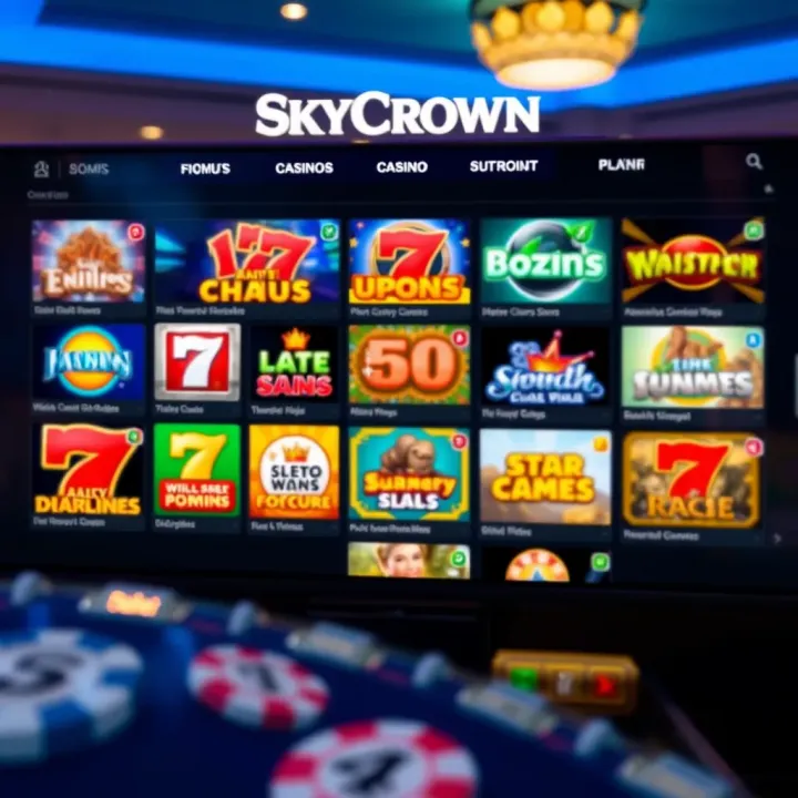 SkyCrown Casino Game Selection Overview SkyCrown Casino interface showcasing a variety of slot games available to Australian players