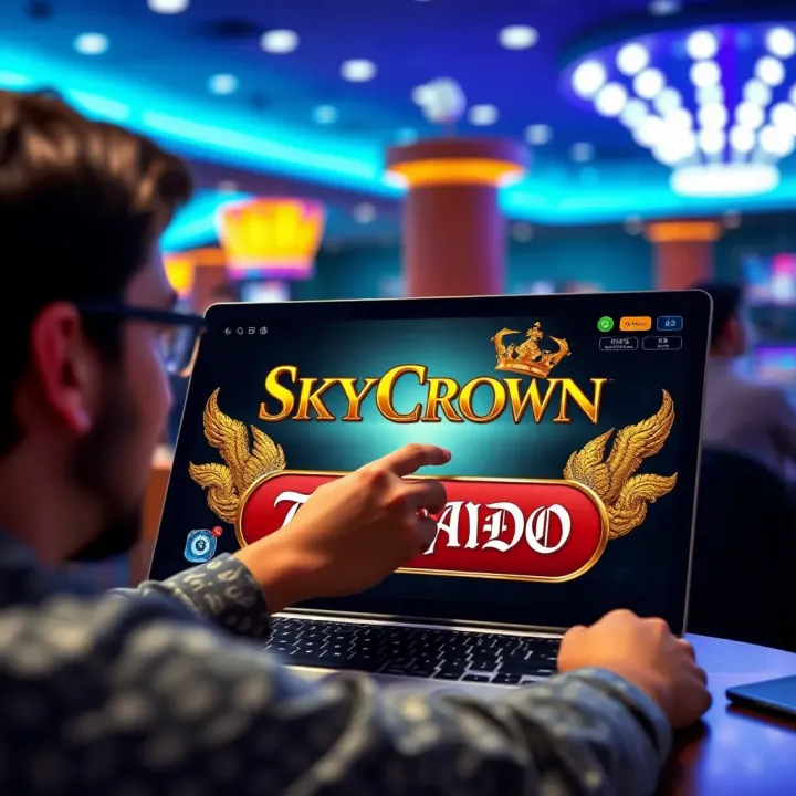 Australian player entering SkyCrown no deposit bonus code on an online casino platform