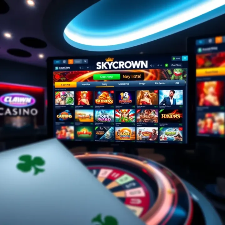 Modern online casino interface displaying a variety of gaming options and vibrant graphics