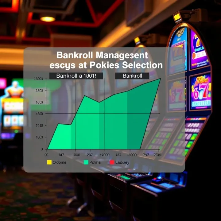 Illustration of a balanced bankroll chart alongside a selection of various pokies machines