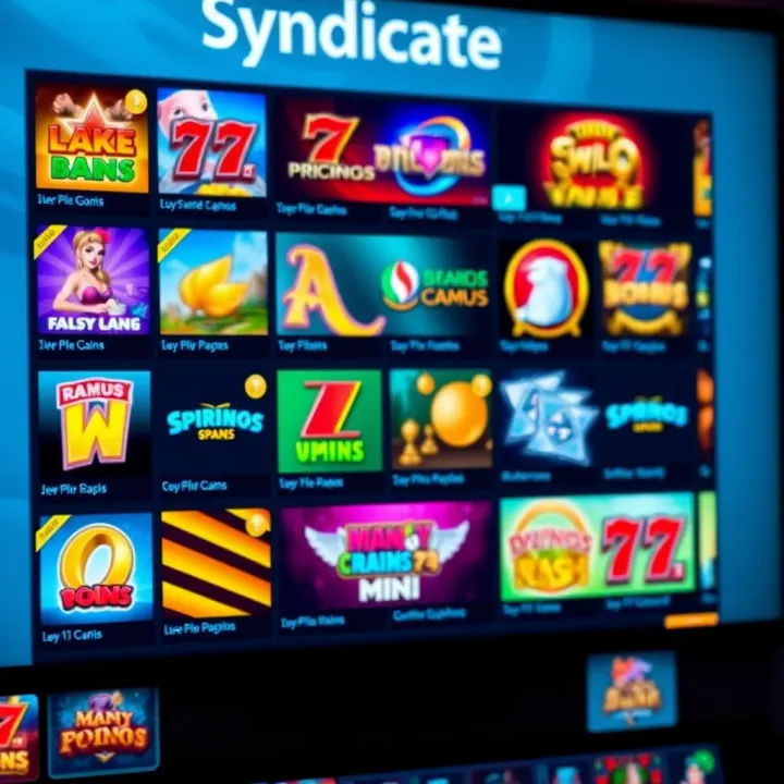 Colorful online casino game icons displayed on a digital screen