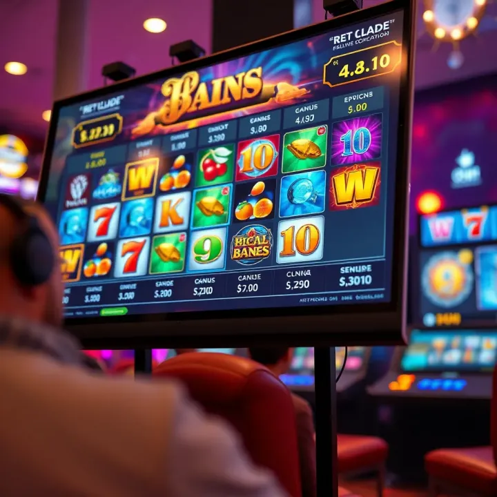 Online casino screen displaying a variety of slot games and betting options