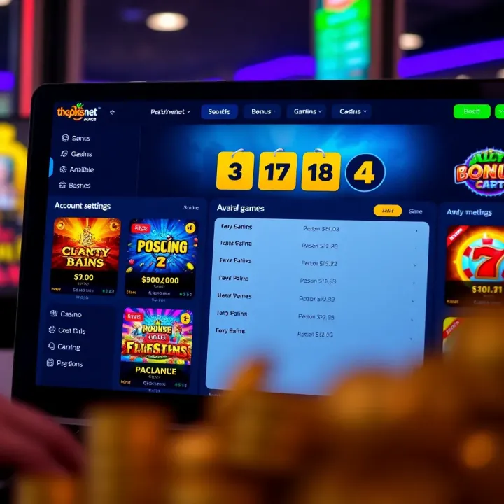 Dashboard showing available casino games, bonuses, and account settings for Australian players