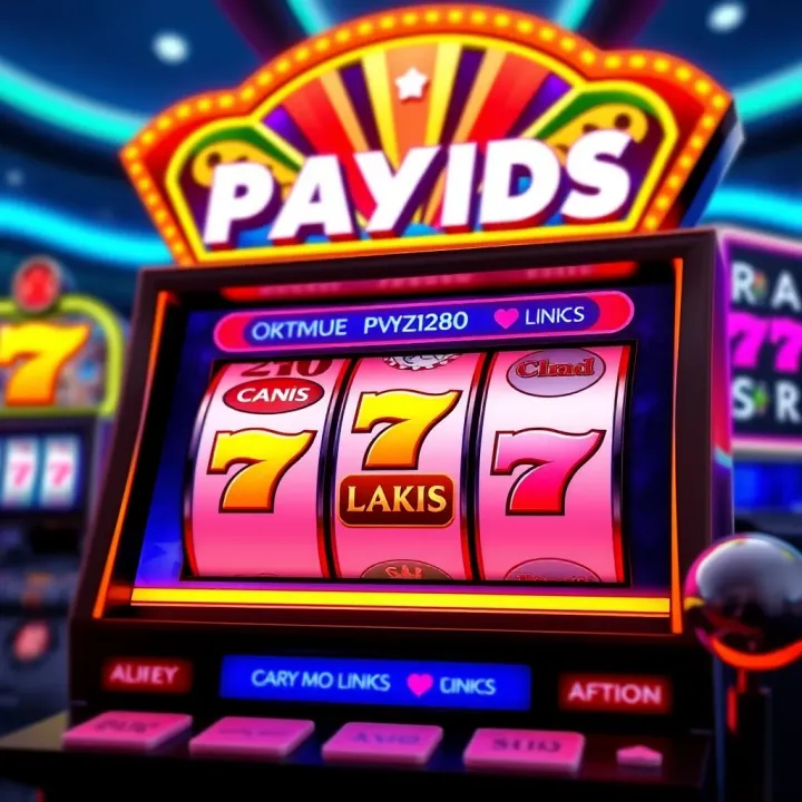 Illustration of a vibrant online pokies game interface with PayID payment icons