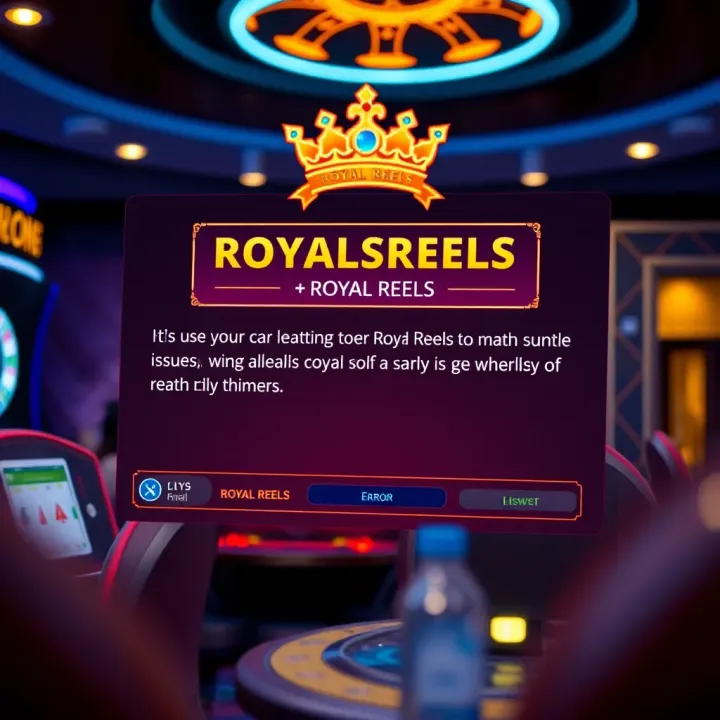 Royal Reels Troubleshooting Notifications User interface of Royal Reels showing troubleshooting notifications and error messages