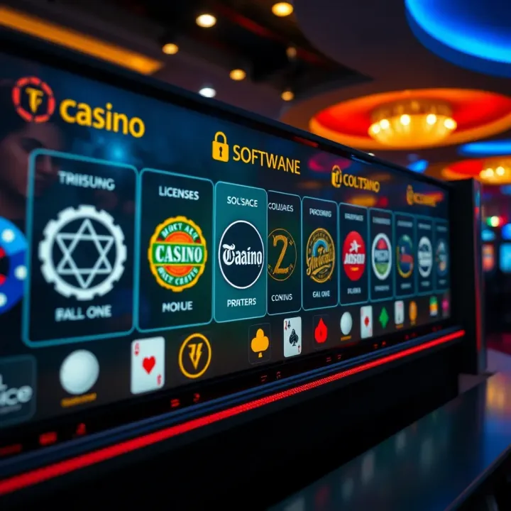 Secure digital platform displaying trusted casino licenses and software provider logos