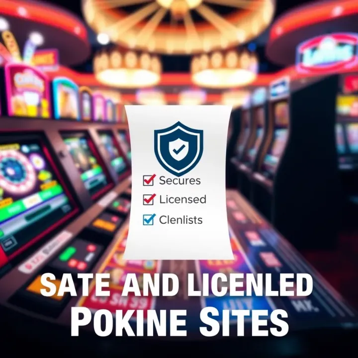 Ensuring Safe and Licensed Online Pokies Sites Digital checklist highlighting secure and licensed online pokies platforms with a shield icon