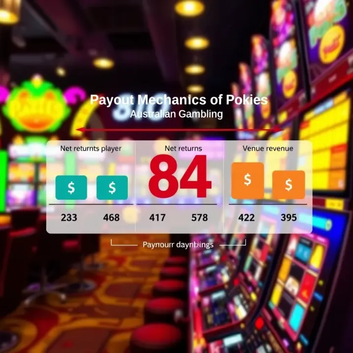 Diagram illustrating the payout system of pokies showing net returns to players and venue revenue