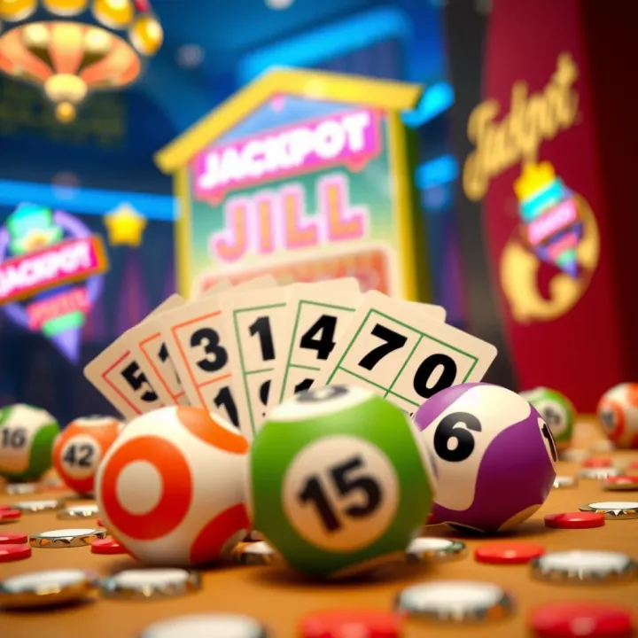 Colorful bingo cards and lottery balls representing Jackpot Jill Australia games