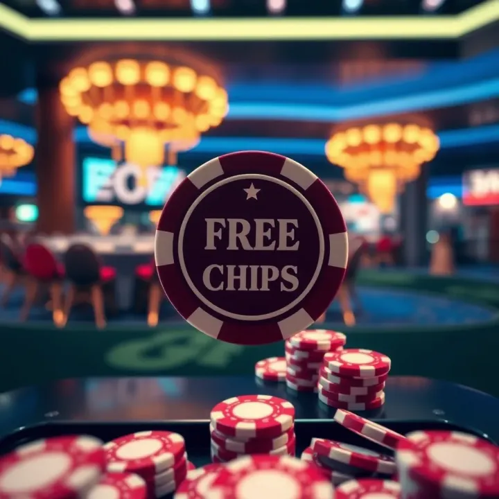 Illustration showing concept of online casino free chips available for Australian players