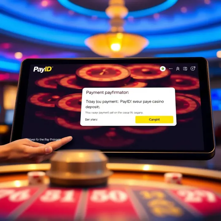 PayID Payment Confirmation on Casino Platform Digital interface displaying PayID payment confirmation on an online casino platform