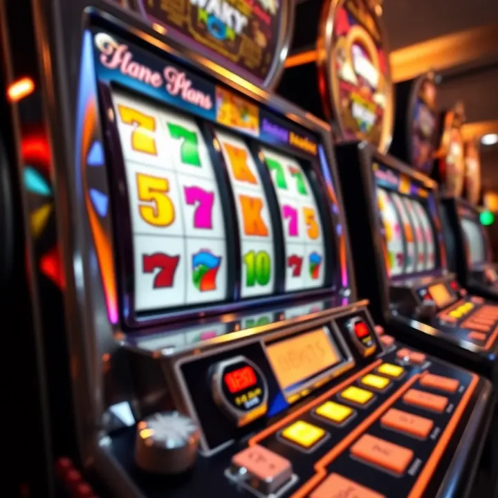 Close-up of a classic slot machine with colorful symbols on reels