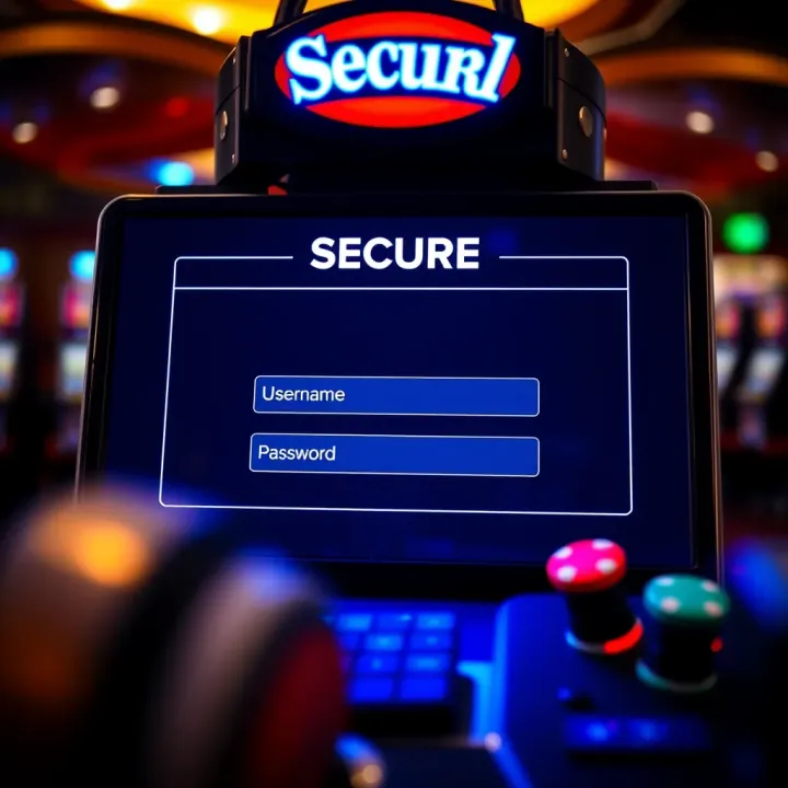 Secure login interface for online pokies platform showing username and password fields