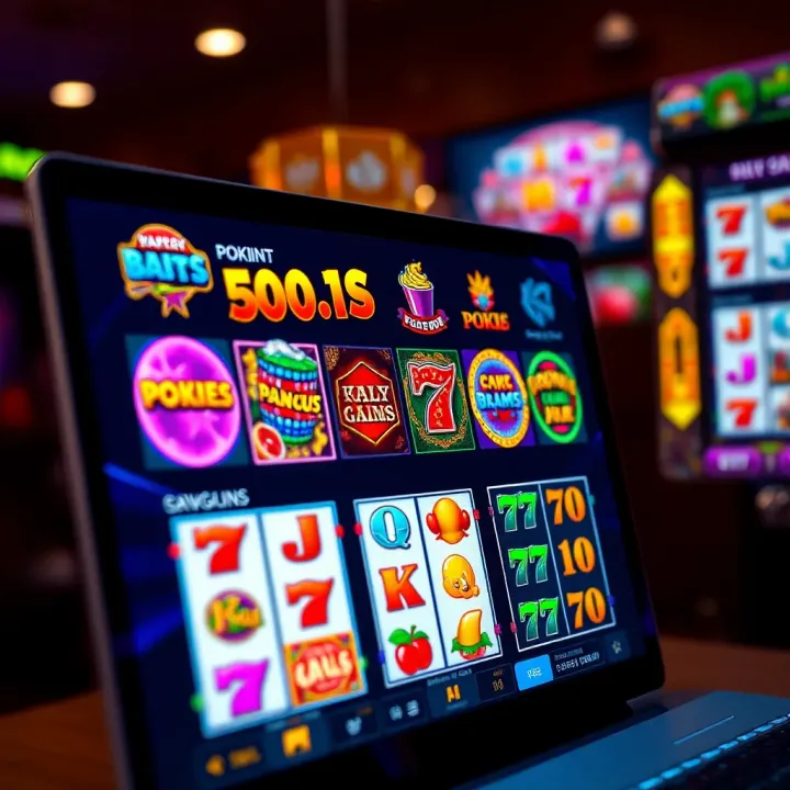 Online slot machine interface displaying various colorful pokies games available on a digital platform