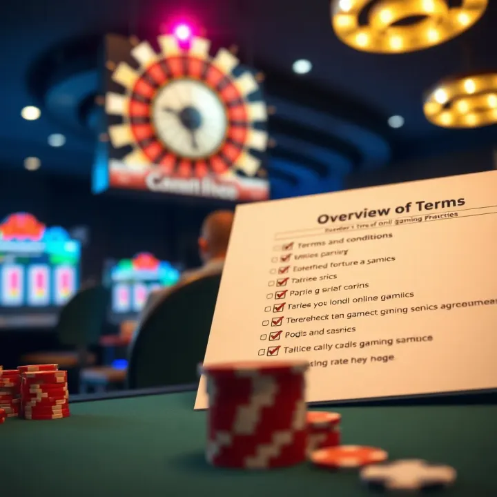 Checklist of terms and conditions alongside a secure online gaming setup