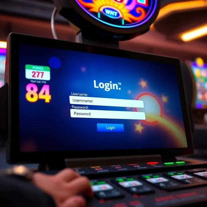 User interface showing login screen of pokies 84 net platform with fields for username and password