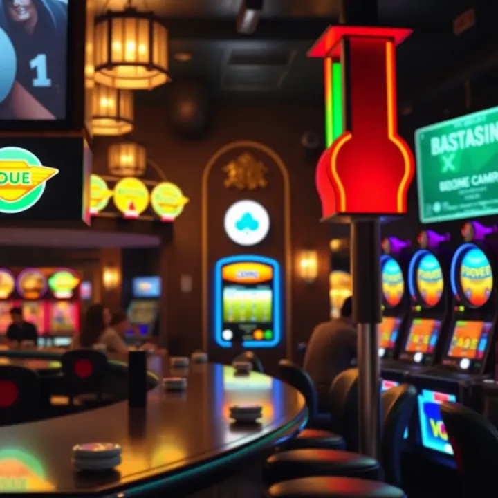Illustration of responsible gambling practices and regulation signs in a pub setting