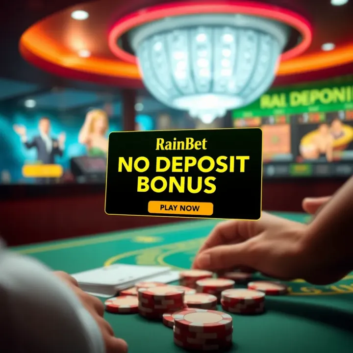 Illustration of a virtual casino interface highlighting the no deposit bonus offer on Rainbet platform